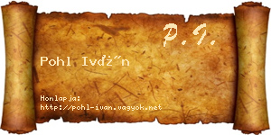 Pohl Iván névjegykártya
